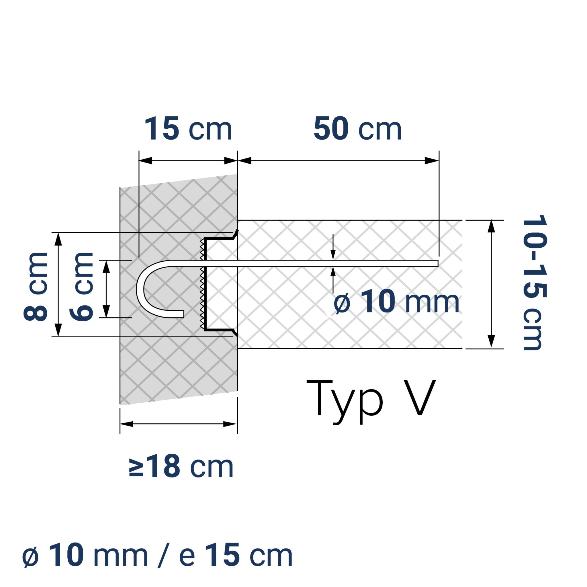 A400100010 7640344571861 BE-BOX® Bewehrungsbox Position 1 | V-06-10/15-h15-lb50 | 125 cm | 3.76 kg/m